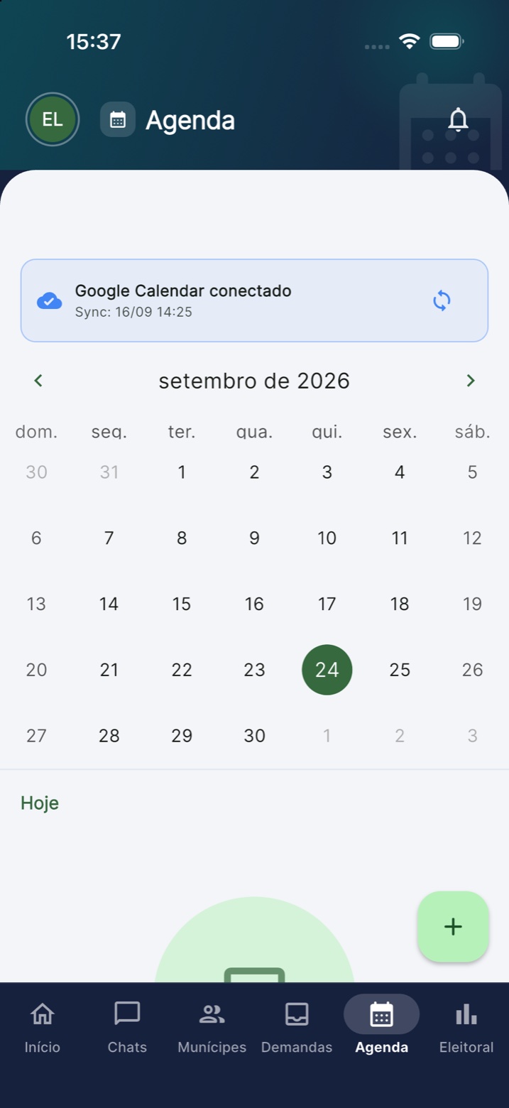 Agenda do parlamentar no app integrada ao Google Calendar