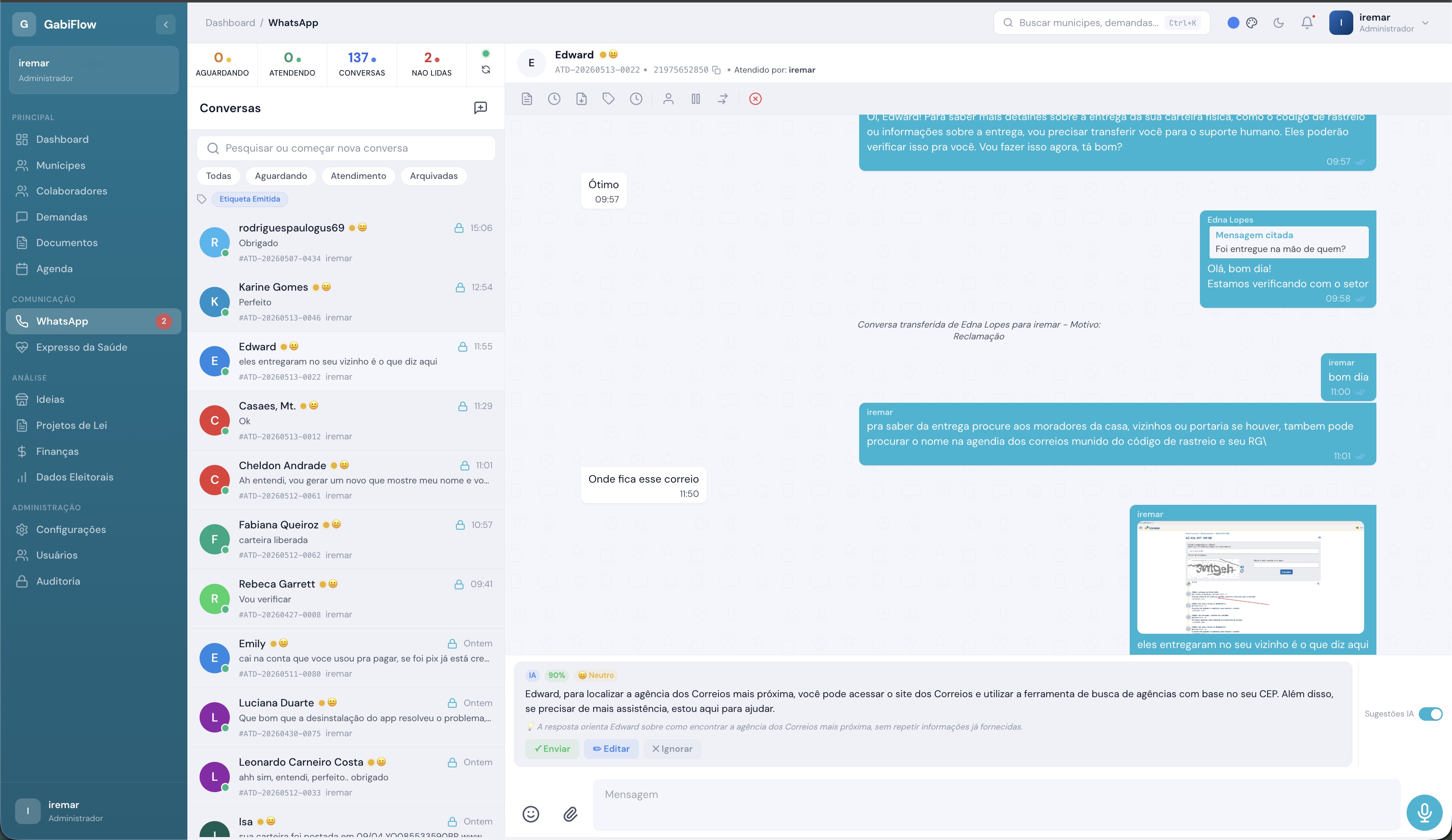 Central de Atendimento WhatsApp